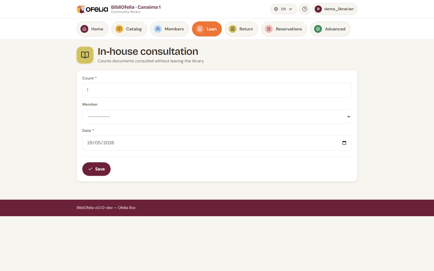 In-library reading page