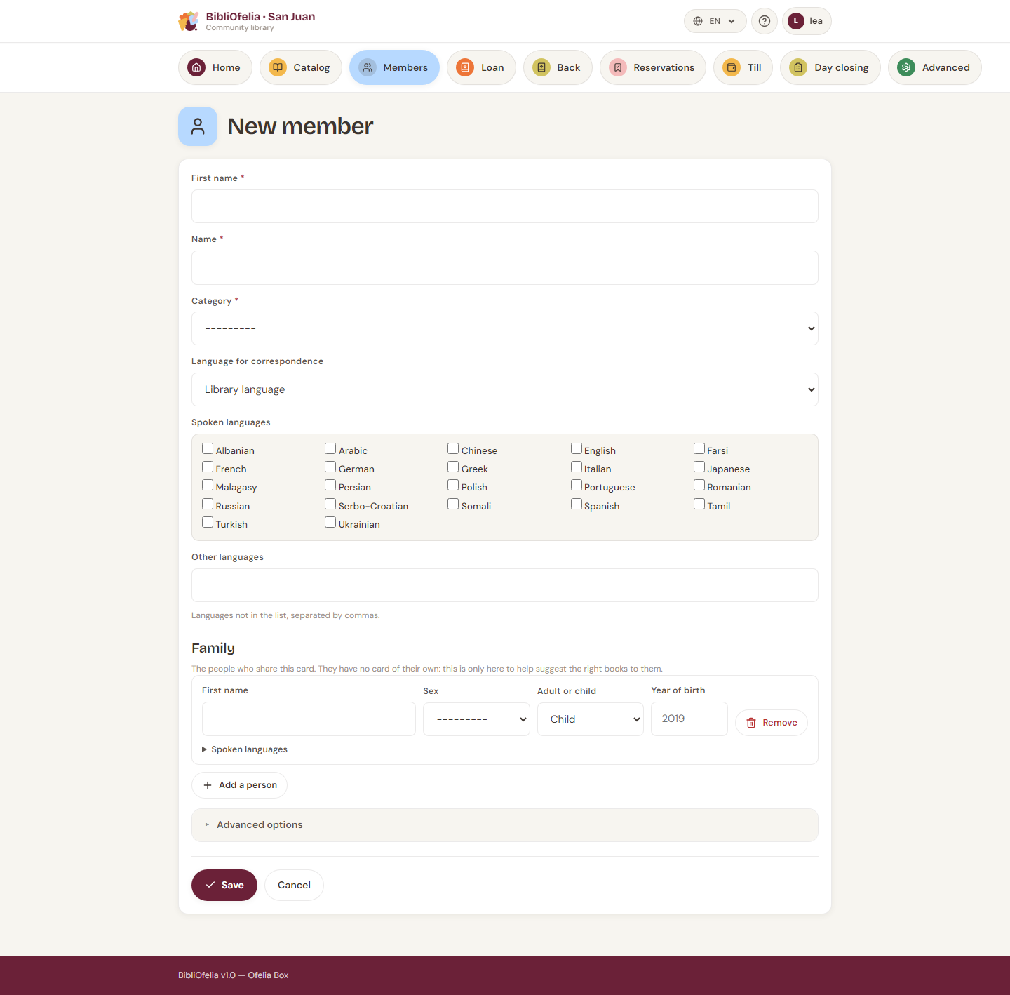 Enrollment form
