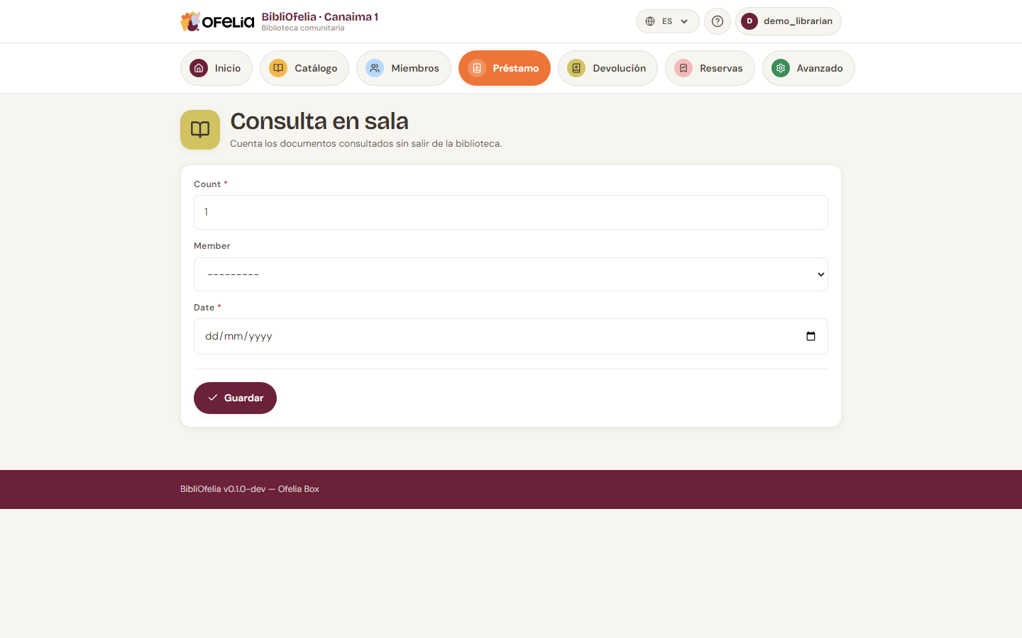Página de consulta in situ