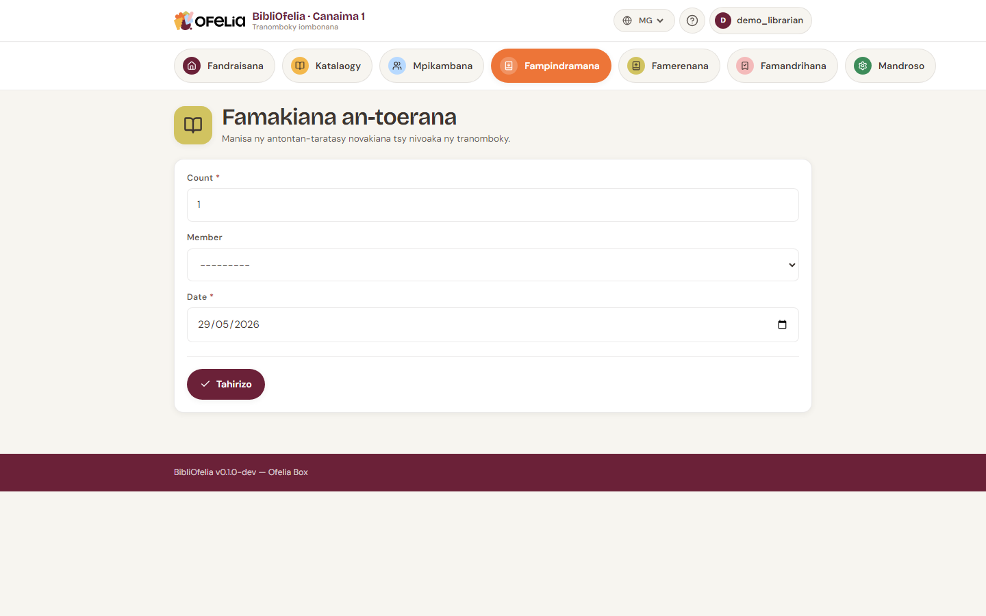 Pejy famakiana eo an-toerana
