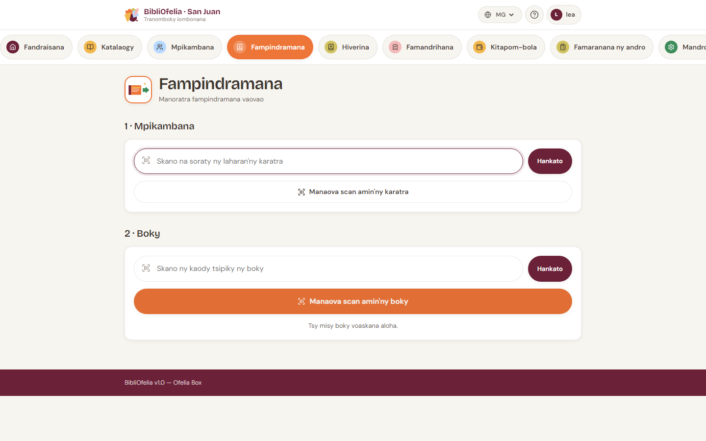 Pejy Fampindramana misy toerana asa 1, 2, 3, 4